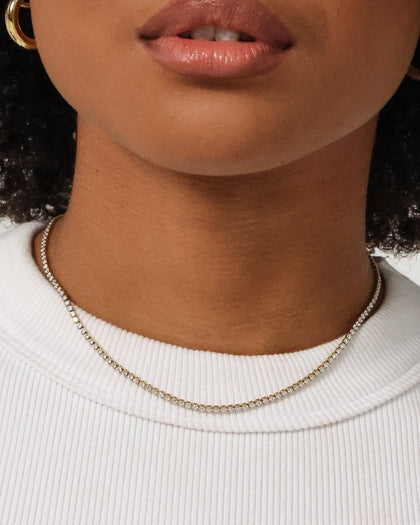 Raising Hell Women's Customisable Tennis Necklace Gold