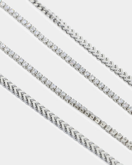 NXS Double Cross Chain White Gold
