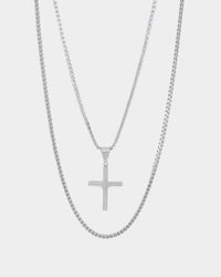 NXS Double Cross Chain White Gold