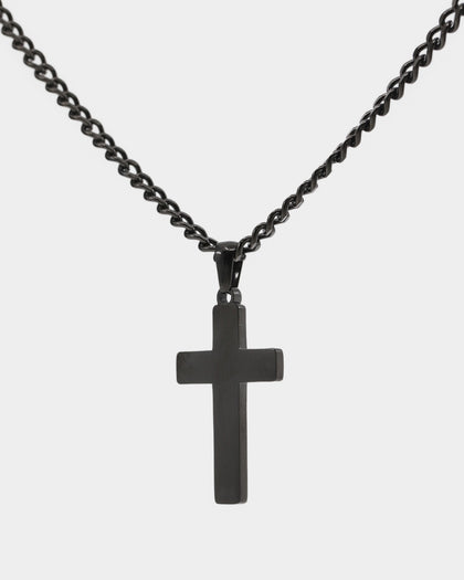 NXS Solid Cross Chain Black