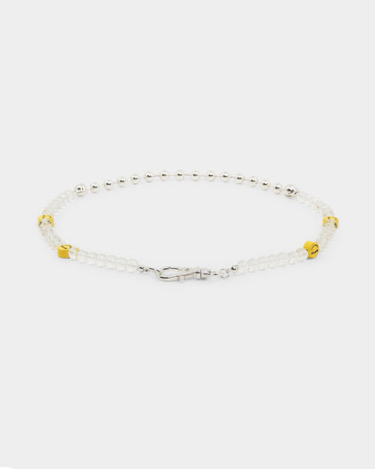 Wild For The Weekend Smiley Beaded Necklace Silver