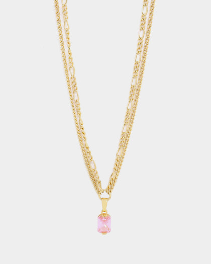 Raising Hell Women's Pendant Figaro Choker Necklace Pink/Gold