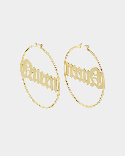 Raising Hell Women's Queen Hoop Earrings Gold