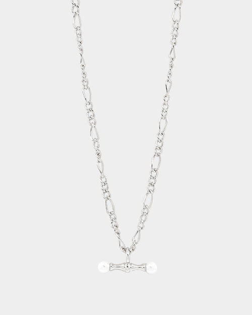 Wild For The Weekend Pearl T-Bar Necklace Silver