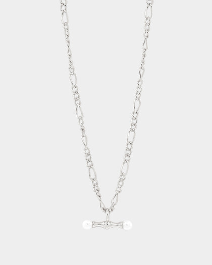 Wild For The Weekend Pearl T-Bar Necklace Silver