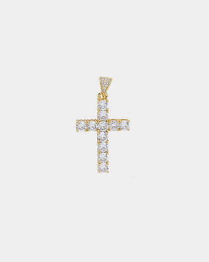 NXS Iced Cross Pendant Iced Gold