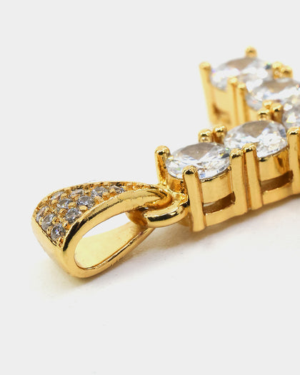 NXS Iced Cross Pendant Iced Gold