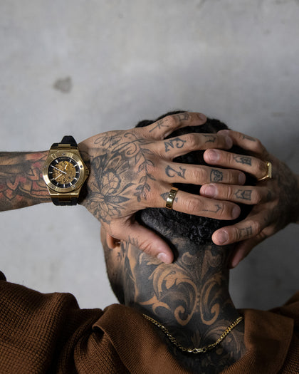 Saint Morta Gilad Skeleton Watch 42MM Black/Gold