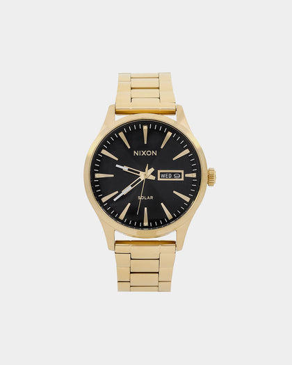 Nixon Sentry Solar Stainless Steel Watch Gold/Black