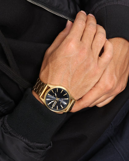 Nixon Sentry Solar Stainless Steel Watch Gold/Black