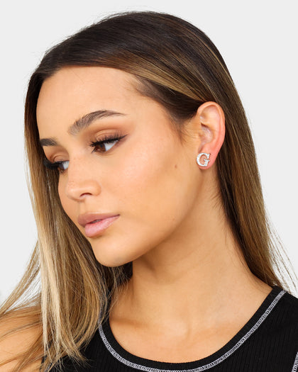 Guess Mainline Party Pave G Logo 9mm Stud Earrings Gold