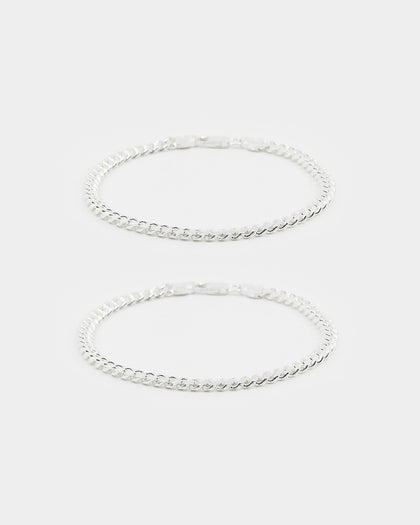 House Of Auric 5mm Cuban Bracelet Set Sterling Silver