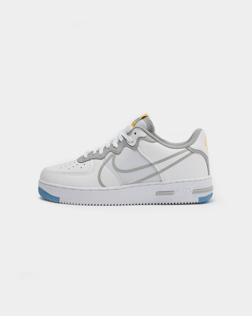 air force 1 react white light smoke grey university gold