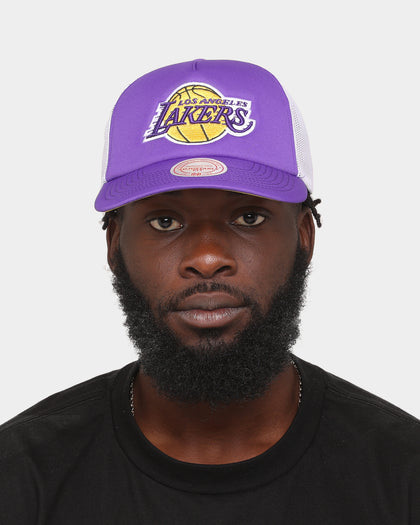 Mitchell & Ness Los Angeles Lakers 'NBA Off The Backboard' Trucker Snapback Purple