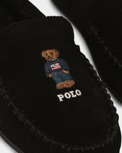 Polo Ralph Lauren Women's Collins Bear Slipper Black Suede