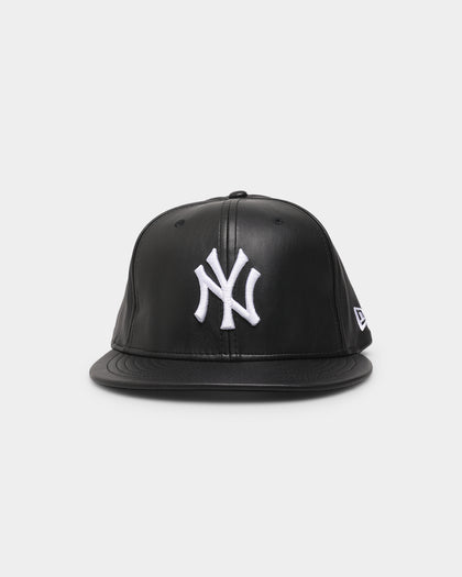 New Era New York Yankees 'PU Leather' 59FIFTY Fitted Black Leather