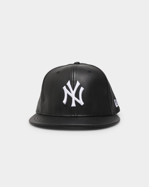 New Era New York Yankees 'PU Leather' 59FIFTY Fitted Black Leather