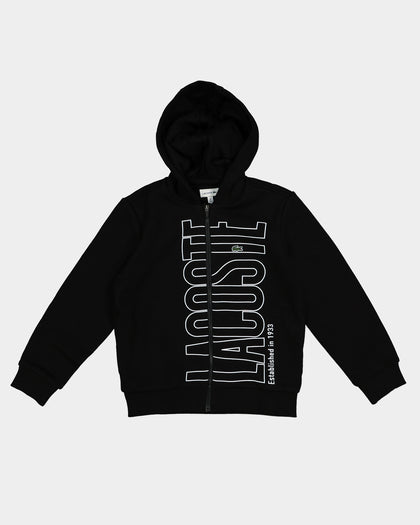 Lacoste Kids' Active Print Zip Front Hoodie Black