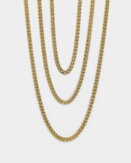 Saint Morta 5MM Cuban Link Chain Set Gold