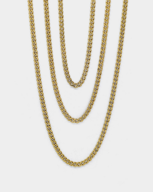 Saint Morta 5MM Cuban Link Chain Set Gold
