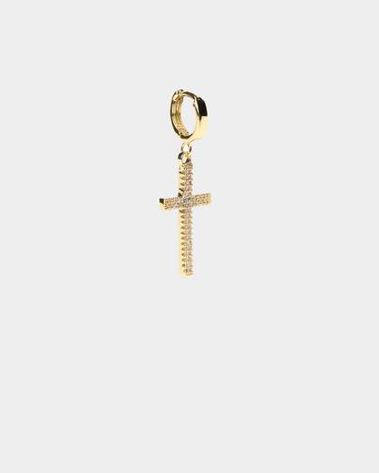 Saint Morta Cross Earring Iced Gold