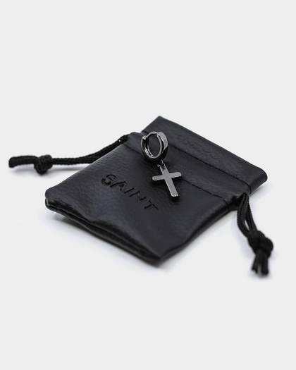 Saint Morta Mini Cross Earring Black