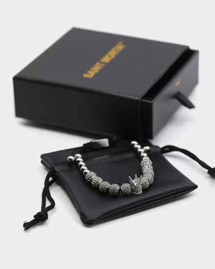Saint Morta Crown Bracelet Iced White Gold