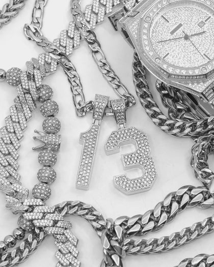 Saint Morta Men's Iced College Pendant Iced White Gold