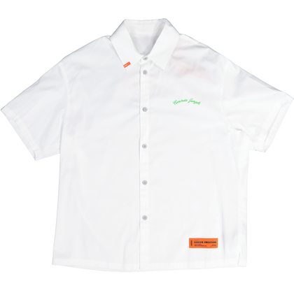 Heron Preston Boxy Fit Short Sleeve Button Up Shirt White