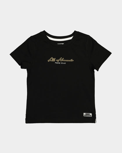 Lil Homme Kid's Paris City Classique Short Sleeve T-Shirt Black/Gold