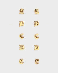 Raising Hell Women's Gothic Alphabet Stud Earrings Gold