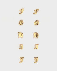 Raising Hell Women's Gothic Alphabet Stud Earrings Gold
