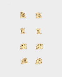 Raising Hell Women's Gothic Alphabet Stud Earrings Gold