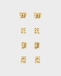 Raising Hell Women's Gothic Alphabet Stud Earrings Gold