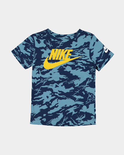 Nike Kids' Futura Camo All Over Print T-Shirt Curulean