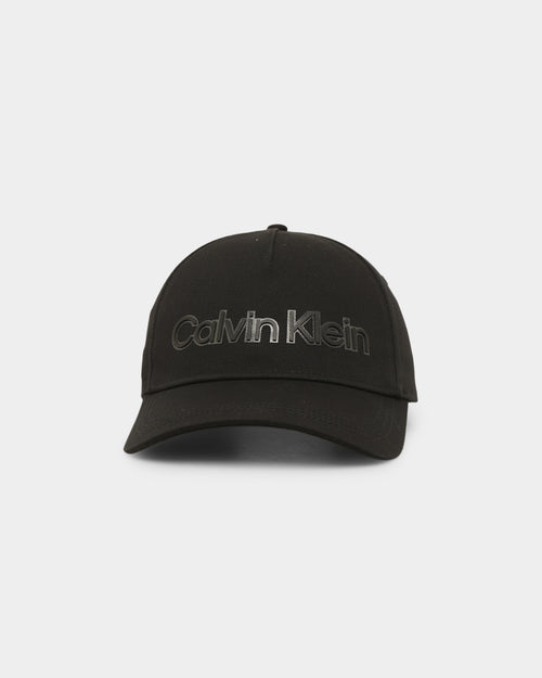 Calvin Klein Leather Lettering Baseball Cap Ck Black