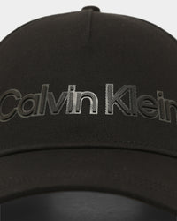 Calvin Klein Leather Lettering Baseball Cap Ck Black