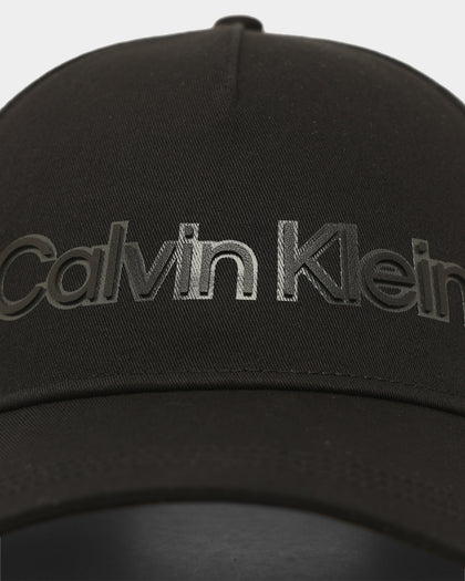 Calvin Klein Leather Lettering Baseball Cap Ck Black