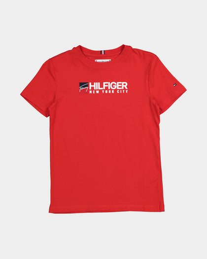 Tommy Hilfiger Kids' U Tommy Logo Short Sleeve T-Shirt Deep Crimson