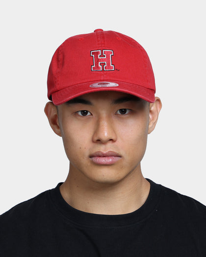 NATIONAL COLLEGIATE ATHLETIC ASSC Harvard University Small Team Crest Dad Hat Strapback Washed Crimson