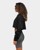 Champion Women's React Rev Weave Script Crop Crew Black