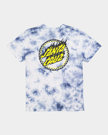 Santa Cruz Kids' Checked Out Flamed Dot Front T-Shirt Blue Tie Dye
